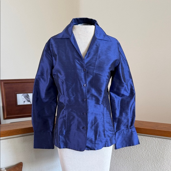 Allison Taylor Deep Blue Silk Blouse - Picture 1 of 8